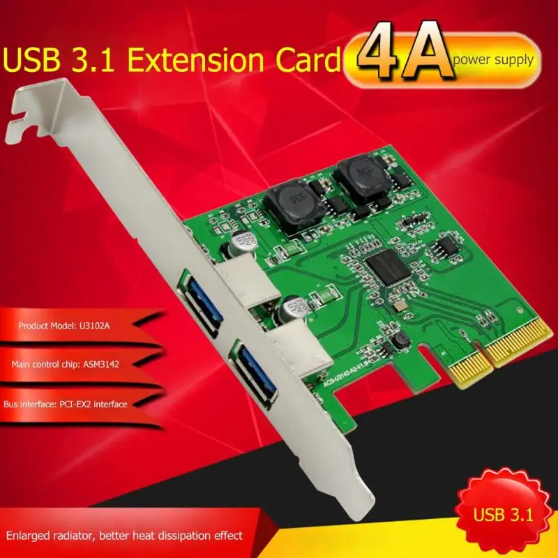 U3102A PCI EX2 к USB3.1 расширение добавить на карту адаптера высокая скорость ASM3142 чип для