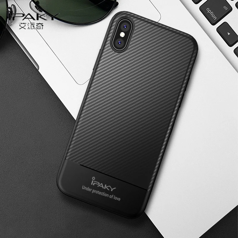 Для iPhone X XS XR Чехол ipaky Ультратонкий чехол для Max из углеродного волокна Мягкий