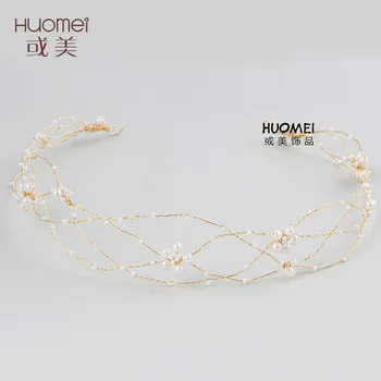 

NPASON 2019 Charming Gold Color Women Hair Vine Wedding Headband Pearls Bridal Hair Jewelry Accessories Bridesmaid Headpiece