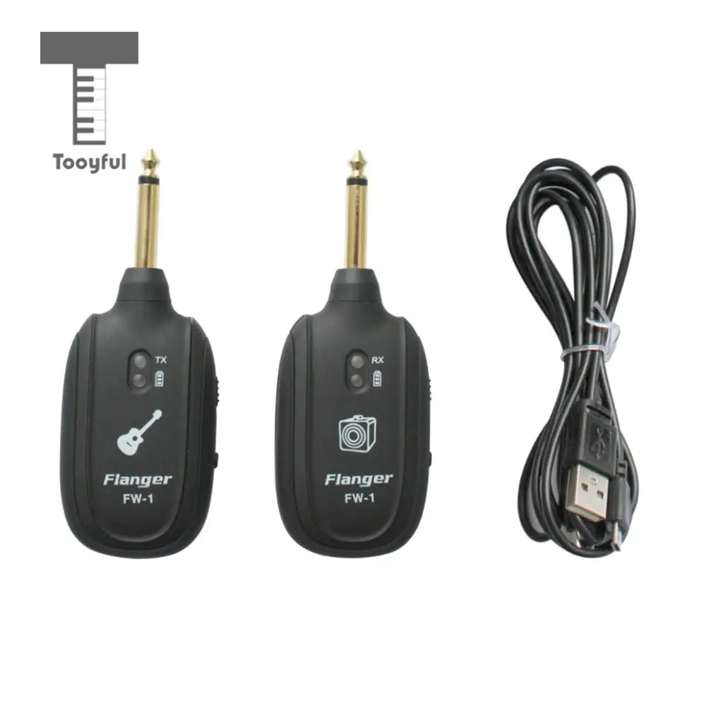 

Tooyful Electric Guitar UHF Wireless System Audio Transmitter Receiver with USB Cable FW-1 Black