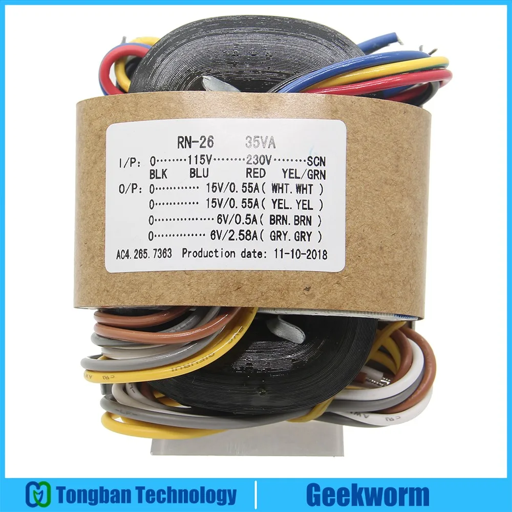 35VA 15V 6V R-Core Transformer, Oxygen-Free Copper R Core Transformer for  Raspberry Pi X10 / X20 DAC Kit Amplifier Power Supply