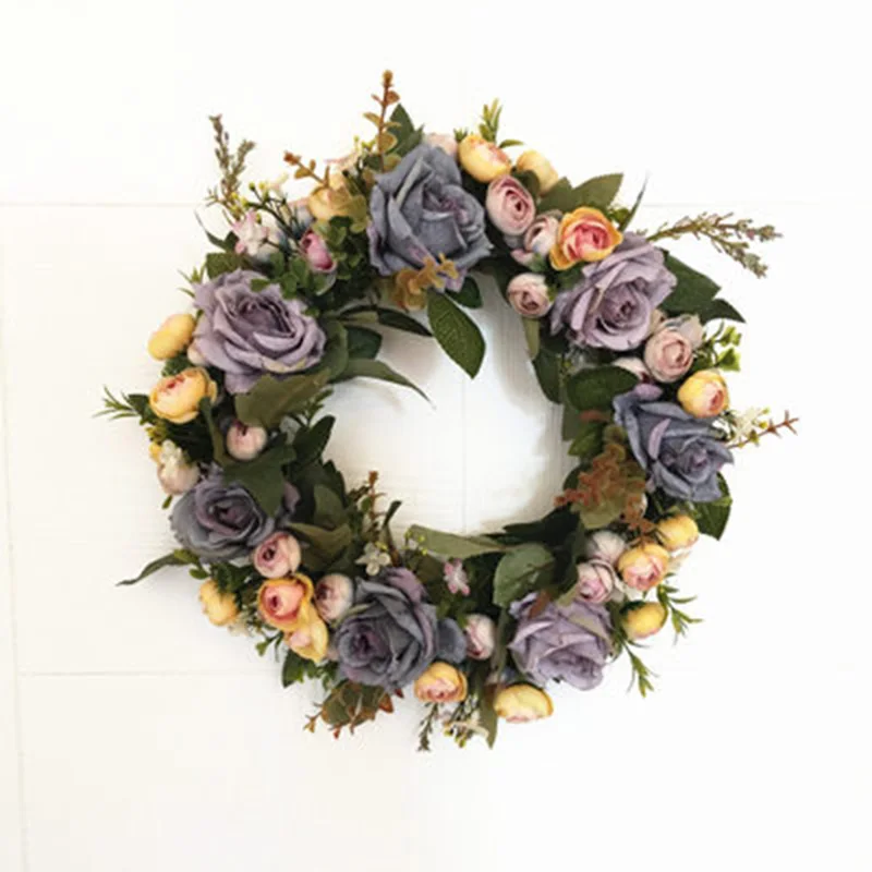 

Artificial Silk Wreaths Lintel Flower Rose Flower Home Door Decoration Garland Ornaments Flower Festival Party Supply
