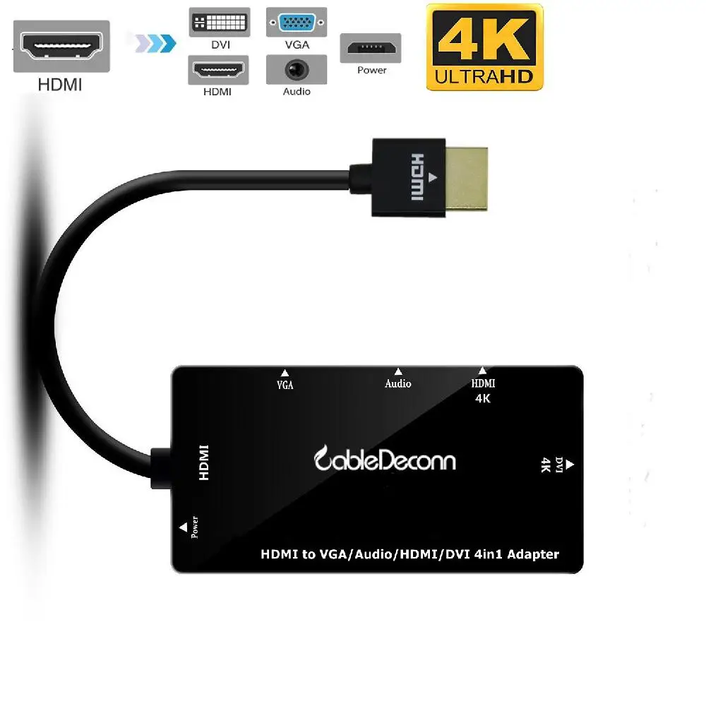 Разветвитель cabledeconn HDMI VGA DVI аудио видео кабель многопортовый адаптер 4 в 1