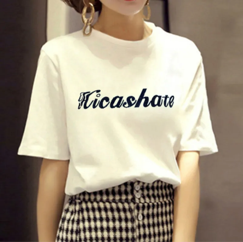 

XUXI Summer Novelty Women T Shirt Harajuku Kawaii Cute Style Letter Print T-shirt Short Sleeve O-neck Tops Size XS-4XL FZ135