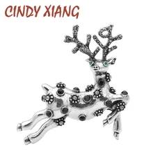 CINDY XIANG 2 Colors Available Rhinestone Deer Brooches for Women Vintage Reindeer Pins Fashion Coat Corsage High Quality New jujie fashion crystal deer brooches coat clothing scarf lapel pins elk corsage fashion jewelry