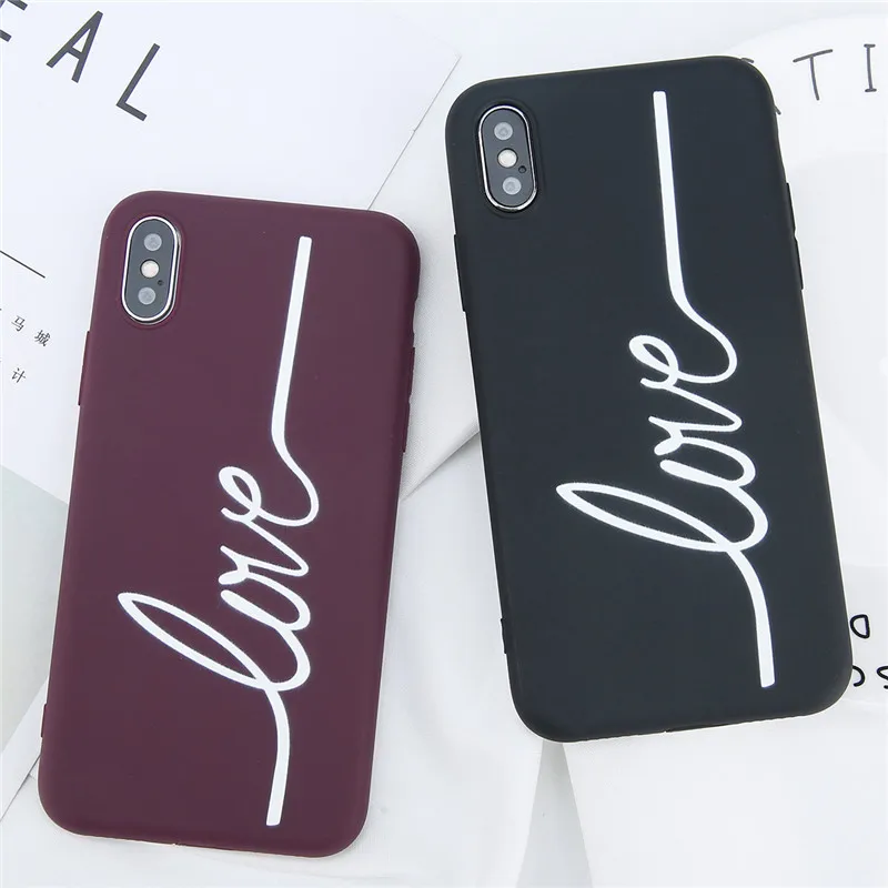 

Soft TPU Phone Case For iPhone 7 6 6s 8 Plus Simple Solid Color Ultrathin letter The Case For iPhone X Candy Color Back Cover