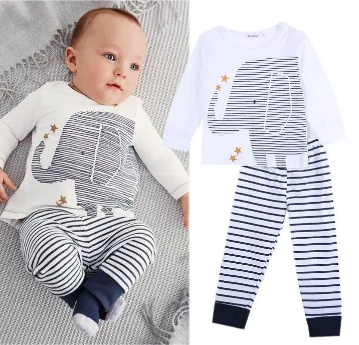 

2PCS Newborn Baby Boys Clothes Elephant Tops Pants Home Outfits Set 0-24M