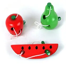 Монтессори Развивающие детские игрушки веселые деревянные игрушки червь едят для фруктов яблок груша Раннее Обучение обучение детская