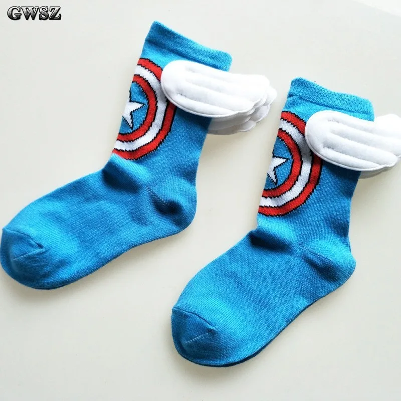 

Super hero Cartoon children socks boys Straight Socks men Captain America Sport Socks Kid Cotton Lovely Wing Socks For 5-8 Years