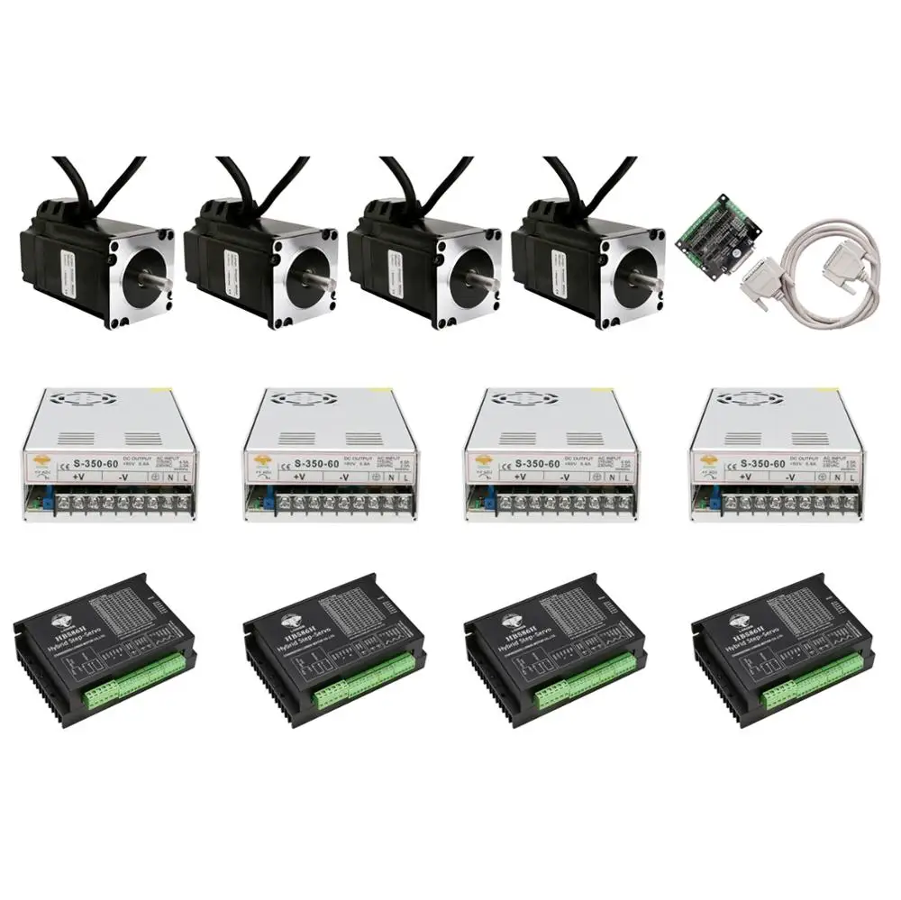 

EU Free Ship 4 axis Closed-Loop Stepper motor NEMA34 142mm 9N.m 1278 oz.in 6A 1000line&Servo Driver Power CNC Controller Kit