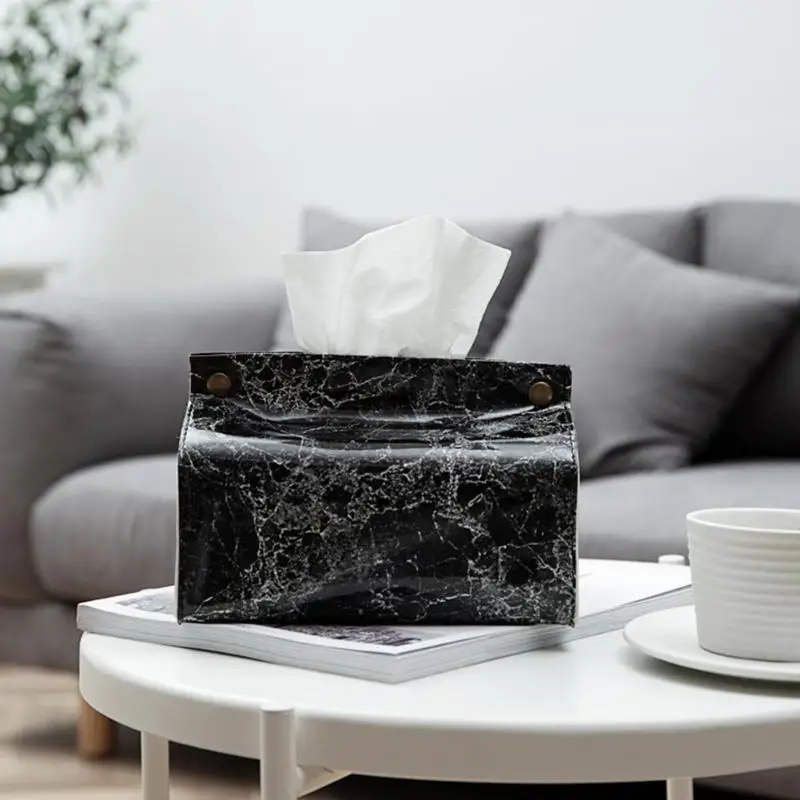 Скандинавский стиль мраморный узор коробка для салфеток из искусственной кожи домашний Автомобиль Салфетка бумажный контейнер бумажное