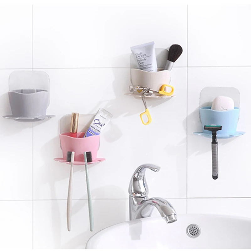 

1pc New Toiletries Shelves Wall Mounted Type Toothbrush Holder Set Suction Whale Plastic Tooth Brush Holder Bathroom Accessories