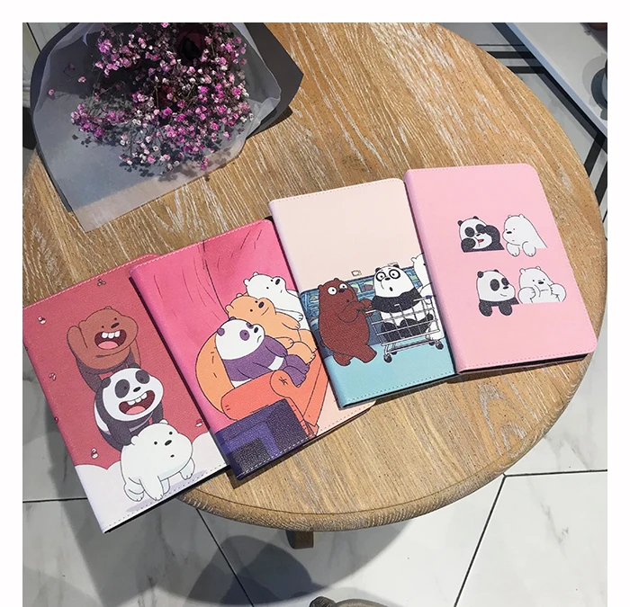 

Air1/2 Cartoon Bear Family Printed PU Leather Flip Protective Case For iPad Mini2/3/4 Pro9.7 2018 Smart Protector Stand Cover