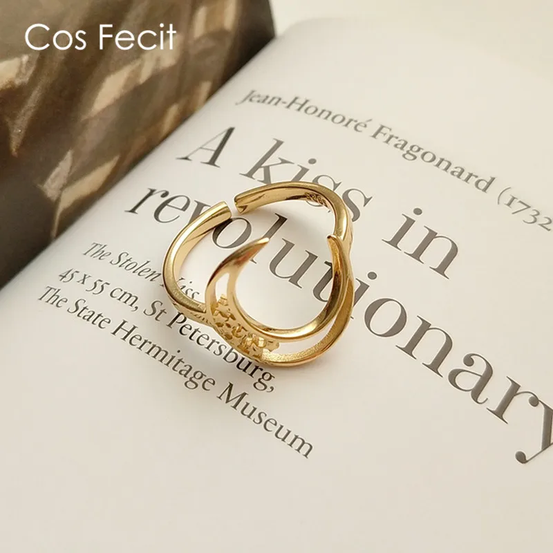 CosFecit Для женщин кольца 925 пробы цвет серебристый Золотой Moon Star индекс кольцо на