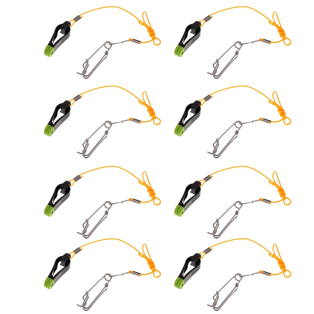 

8pcs Downrigger Release Clips + 17in Leader + Long Line Snap Mini Power Grip Plus Planer Boards Fishing