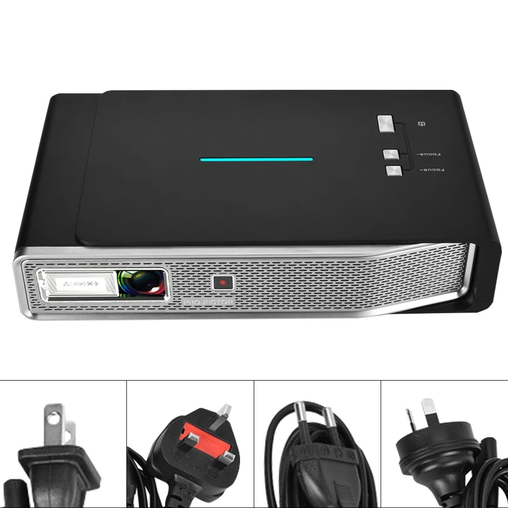 Portable 3D Mini HD 1080P DLP Smart Projector Home Media Player HDMI USB Home Theater