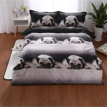 

Adeeing 3D Cute Animal Dog Pug Print Bedclothes Delicate Soft Bedding Set