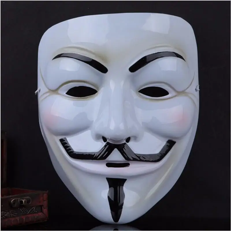 

Groothandel PVC V-vorm Maskers Gezichtsmaskers Film Thema Vendetta Masker Hacker Halloween Grimas Volledige Gezicht Partij Maske