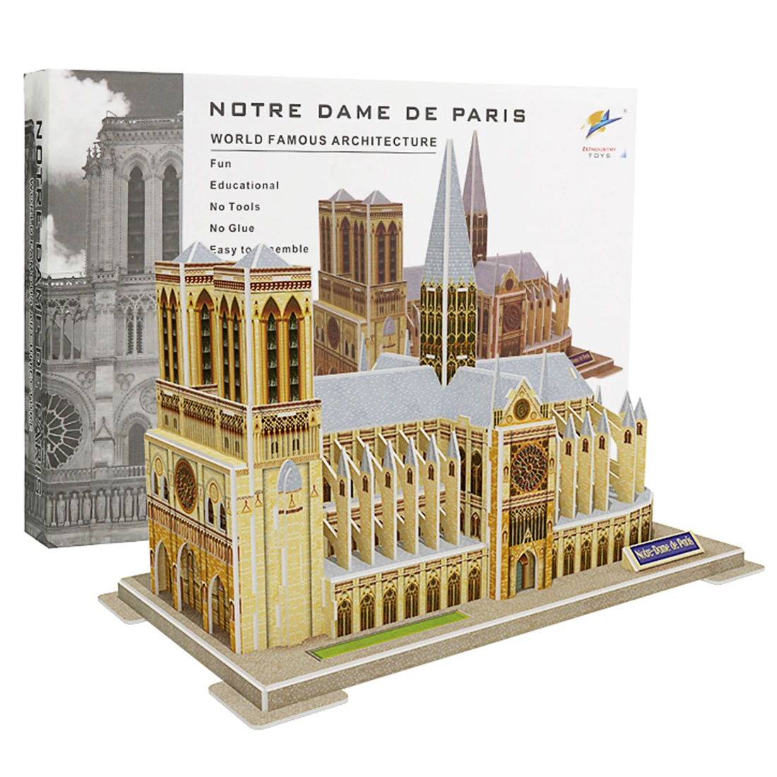 

Children 3D Notre Dame De Paris World Famous Buildings Toy Paper Jigsaw Educational Learning Wooden Puzzle Assembly Toy For Kids