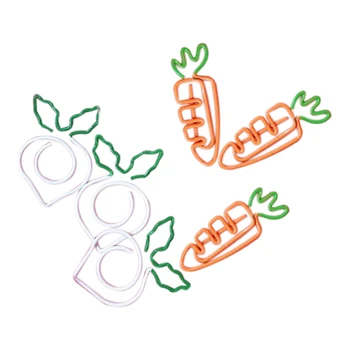 

PPYY NEW -10 Pcs/Set Kawaii Metal Vegetable Carrot Radish Clips Fruit Notes Folder Message Photo Paper Clip Stationery Memo Cl