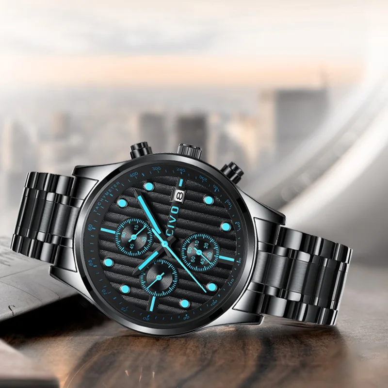 

CIVO Men Watches Top Brand Luxury Watch For Men Waterproof Chronograph Analogue Quartz WristWatch Gents Clock Relogio Masculino