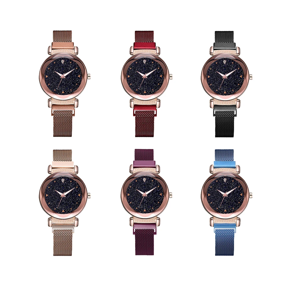 

Fashion Wristwatches Women Mesh Magnet Buckle Watch Casual Luxury Bracelet Watch Quartz Watches 6 colors