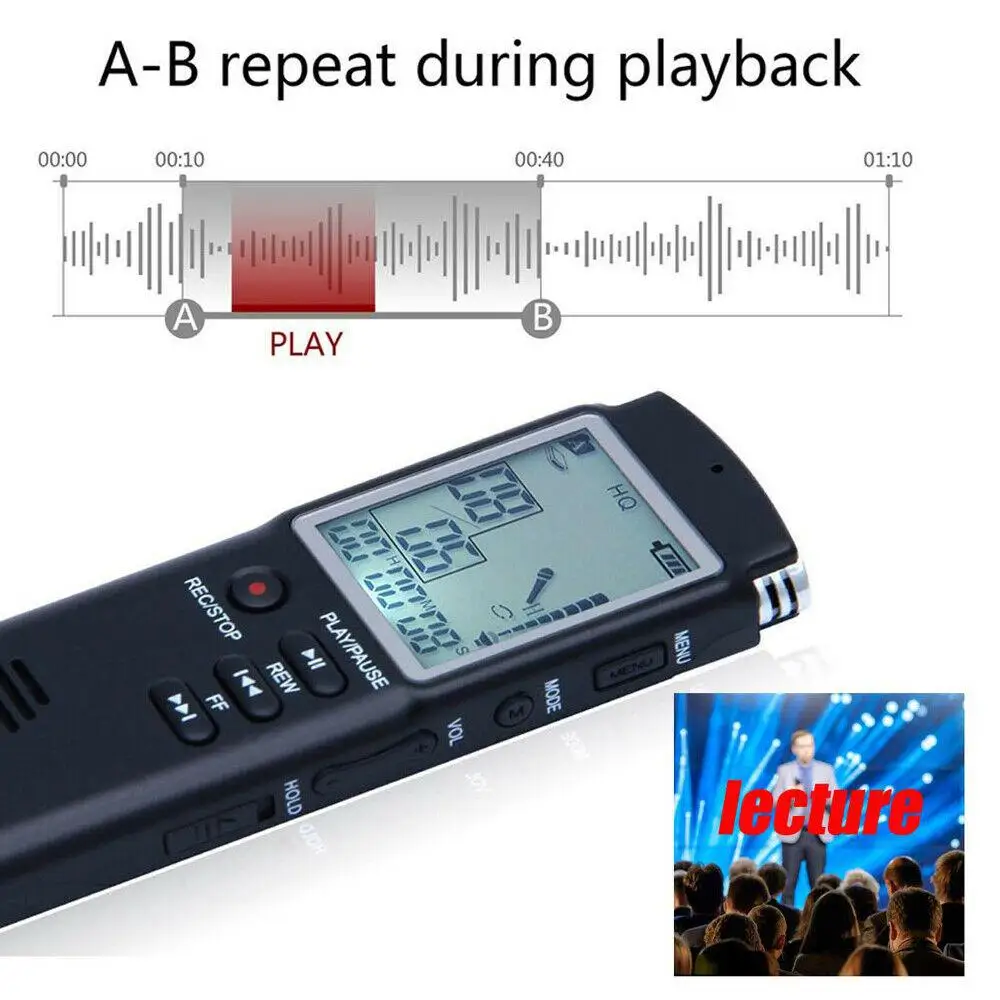 Цифровой диктофон acekool 8 ГБ/16 ГБ/32 ГБ USB профессиональный 96 часов с WAV mp3 плеер
