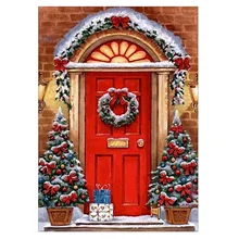Фото на заказ! DIY 5d Набор для алмазной живописи, квадратный Алмазный крест Рождественская дверь вышивка художественное ремесло для декора стен на холсте