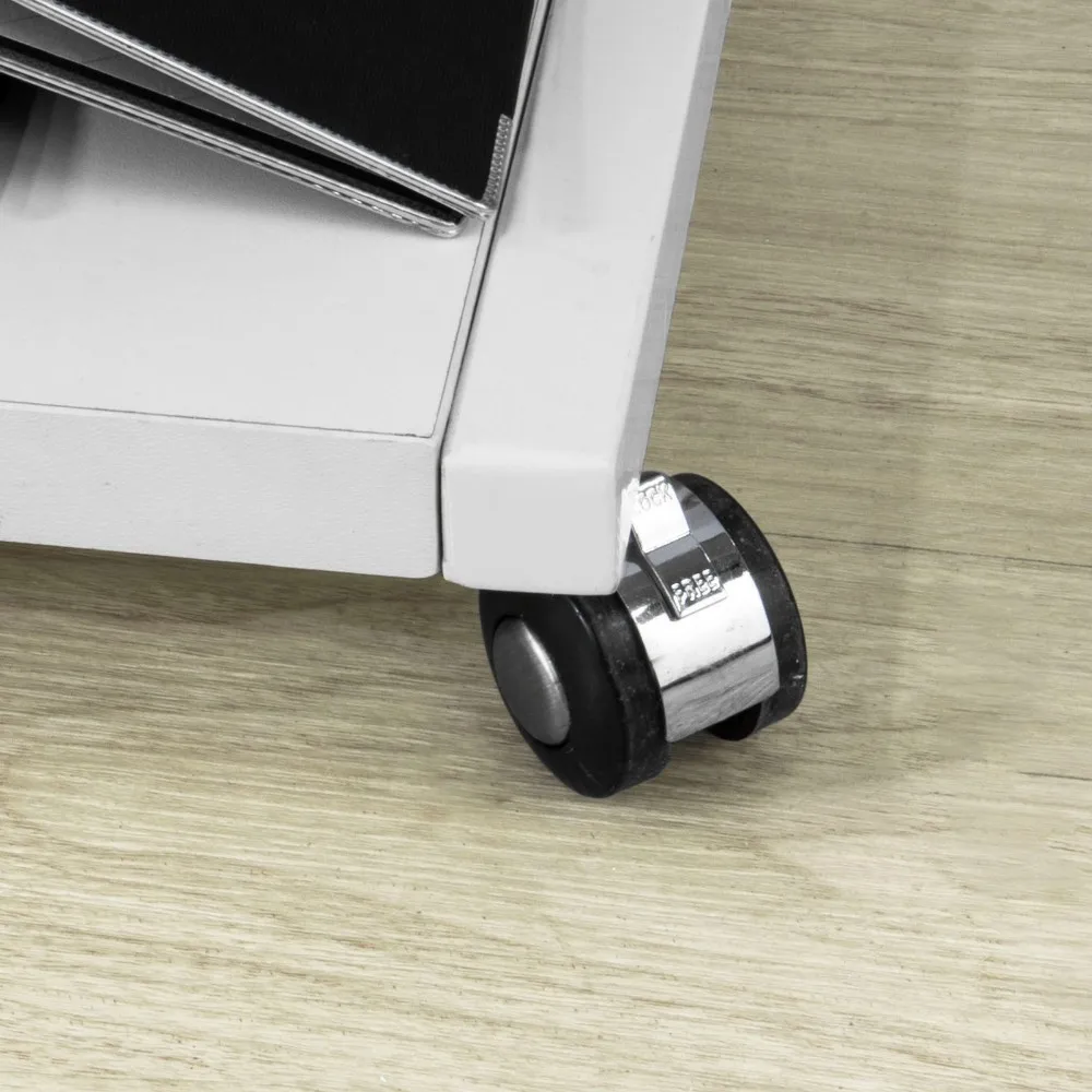 SoBuy FRG81-W Desk Side Printer Shelf, Wheeled Printer Stand with 3 Shelves, Side Table End Table