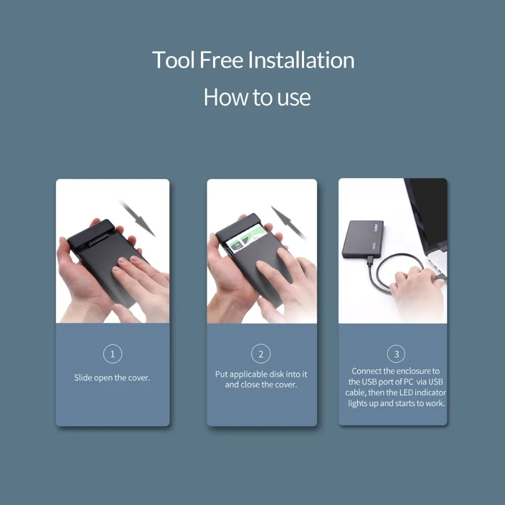 ORICO 2.5 inch Type-C Hard Drive Enclosure USB3.1 Gen2 Type-C SSD Adapter USB3.0 Hard Disk Drive Box for SSD External HDD Case