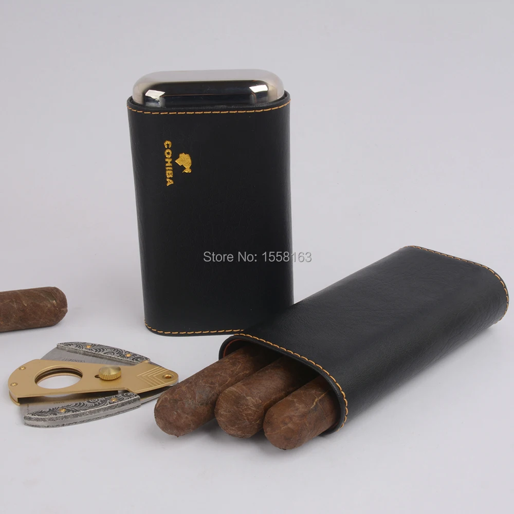 Кожаный чехол COHIBA с 3 пальцами и сигарным покрытием изображением кедра золотого