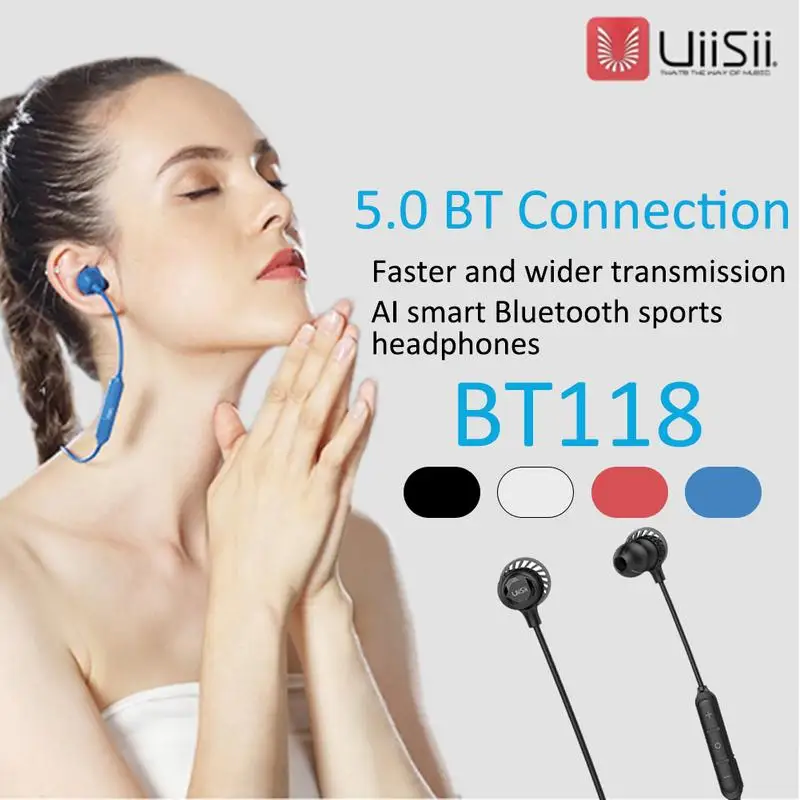 Для UiiSii BT118 Беспроводная bluetooth-гарнитура 5,0 Беспроводные наушники с ушами, спортивные наушники с голосовым управлением, умные спортивные наушники-вкладыши IPX5, водонепроницаемые