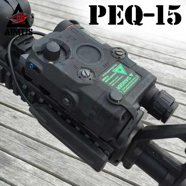 AIMTIS Airsoft PEQ 15 Tactical Light Laser Combo Rail Mounted Light Red