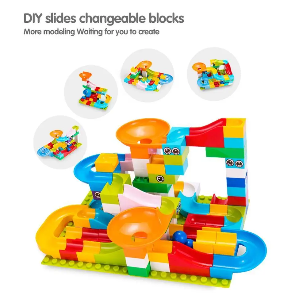 

52-156Pcs Slide Block Run Maze Balls Track Building Blocks Funnel Slide Big Size Building Brick Compatible Gift For Kids