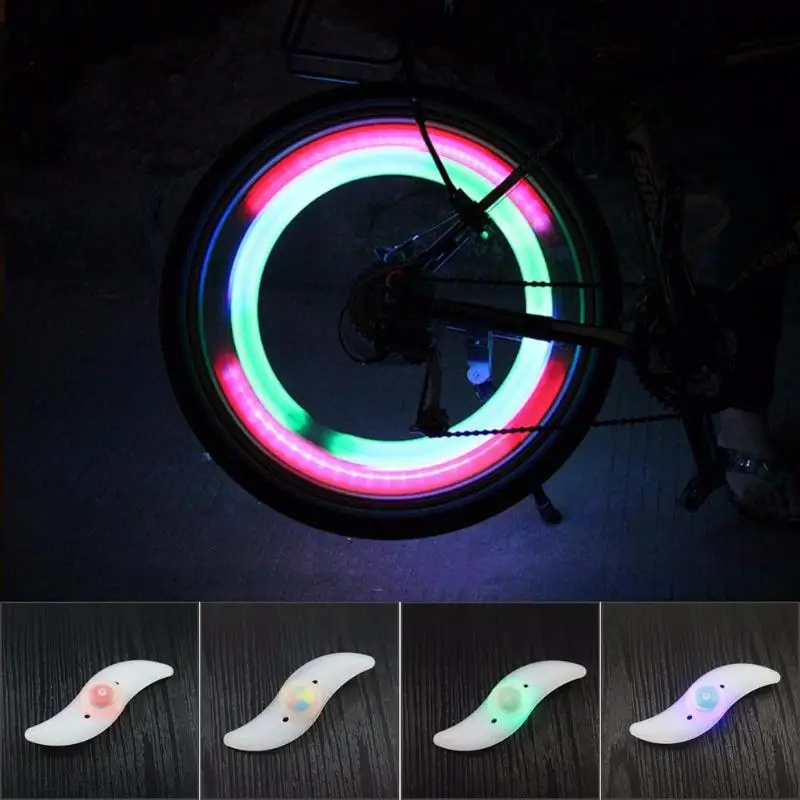 Flash Deal 1PC Bicycle Light Bike Lamp LED Tyre Tire Valve Caps Wheel Spokes Cycling Lanterns for Bicycle Accessories Red Blue Green 2