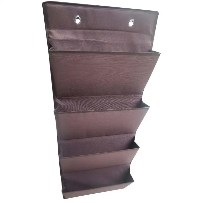 

Over The Door Hanging Organizer with 4 Pockets Metal Hooks Oxford Fabric Storage Bag (Brown)