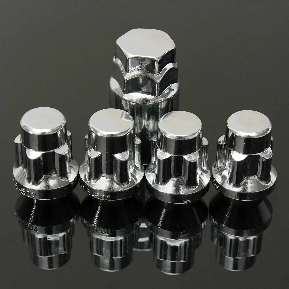 

Chrome 4 Locking + 1 Key Wheel Nuts M12x1.5mm 60 Degree Tapered Locking Alloy Wheel Anti-theft Nuts Bolts