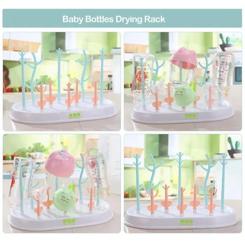 

Baby Bottles Drying Rack Tree Pattern Cleaning Drainer Feeding Cup Holder Infant Feeding Shelf Detachable Easy Clean Dryer Drain