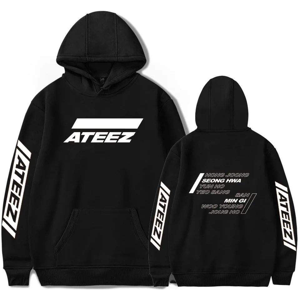 

WBDDT ATEEZ Unisex Fans Hoodies Men Belt Pullover Front Pocket Streetwear Cotton Sweatshirt Hip Hop Outerwear Drop Shipping