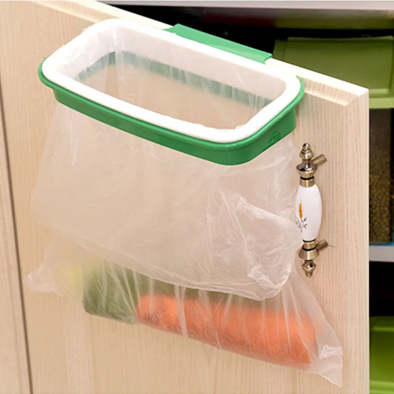 

1Pcs Portable Cabinet Storage Shelf Plastic Towel Holders Cupboard Organizer Door Back Trash Rack Kitchen Accessories