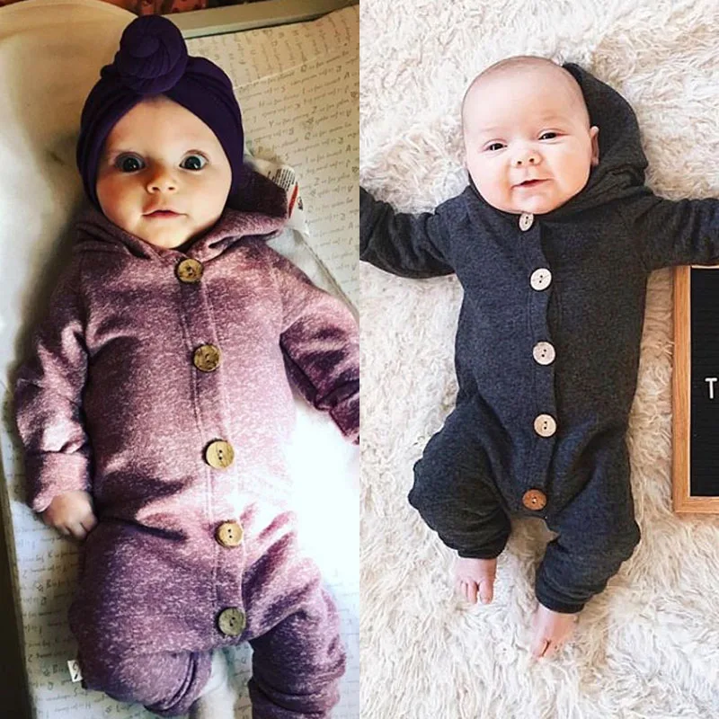 

Baby Kids Boys Girls Infant Hooded Romper Jumpsuit Clothes Outfits