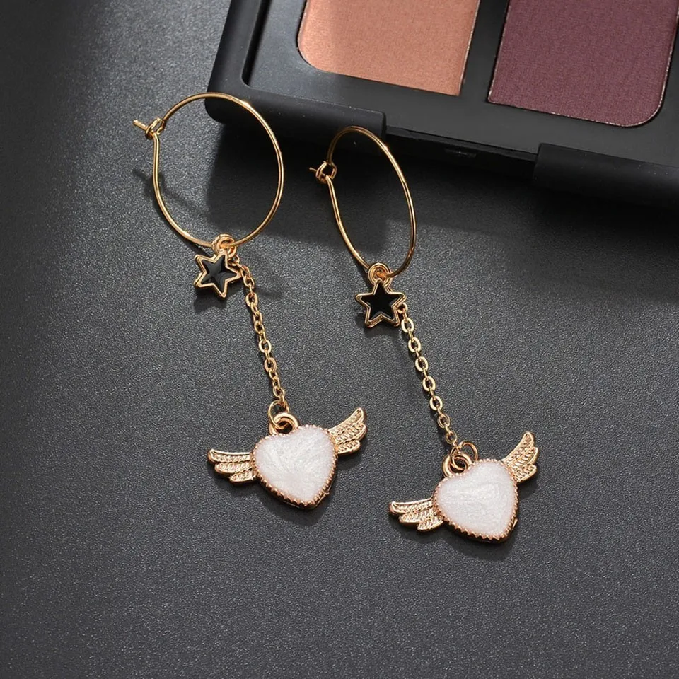 

Wholesale Sweet Winged Heart Drop Earrings Women Handmade Trendy Cute Anniversary Earrings Long Jewelry Gifts