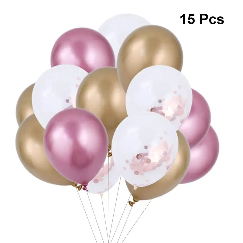 

15pcs Decorative Inflatable Balloons Perfect Party Favors Set With White Ribbon For Wedding Birthday Graduation Party