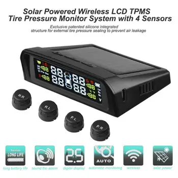 

LCD Car TPMS Tyre Pressure Monitoring System Solar Charger With 4 External Internal Sensor Auto Security Alarm Systems