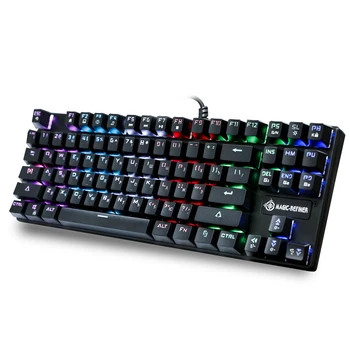 

Magic-Refiner Russian English Version Mechanical Keyboard Gaming Keyboard USB Wired Keyboards RGB Backlight Blue Switch 87 Keys