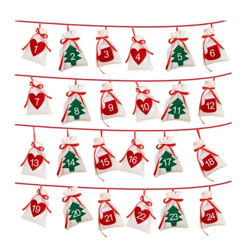 

Cotton Christmas Advent Calendar Garland 24pcs 11x16cm Hanging Advent Calendar Gift Bags New Year 2019 Family Calendar