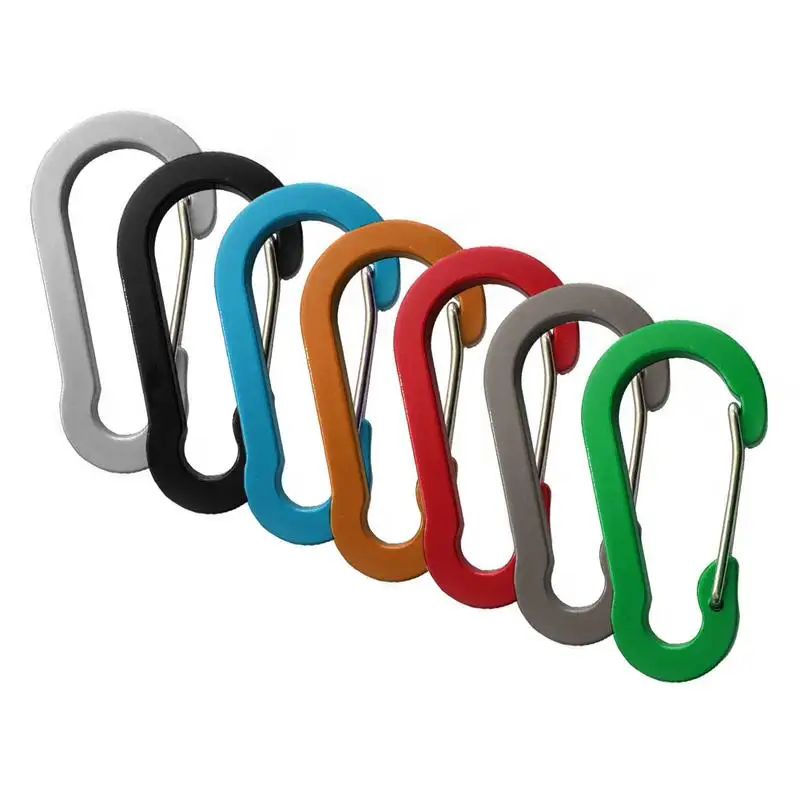 

No. 5 Hoist-Shaped Flat Aluminum Alloy Carabiner Multiple Color Wire Spring Hook Buckle