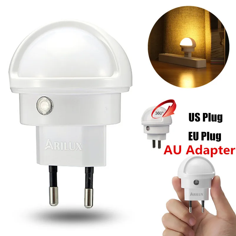  CLAITE LED Night Light Light Sensor Type 360 Angle Rotated Warm White LED Night Light Lamp EU Plug  - 32972056039
