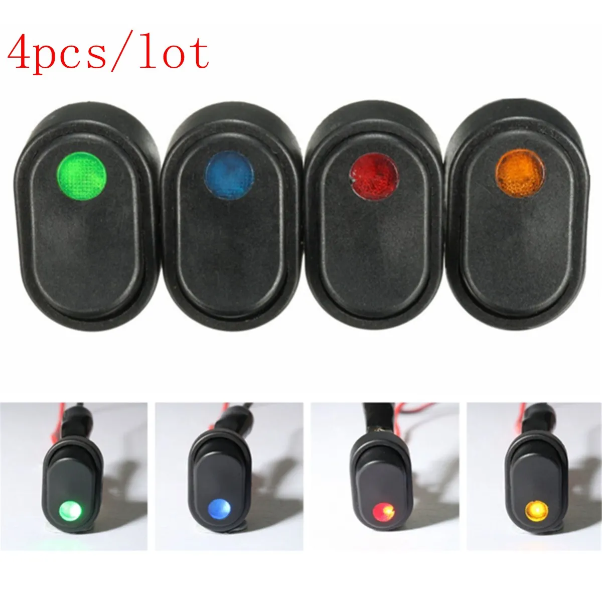 Twin LED Rocker Switches SPST Waterproof 12V Motorcycle Handlebar Mount to 1/"