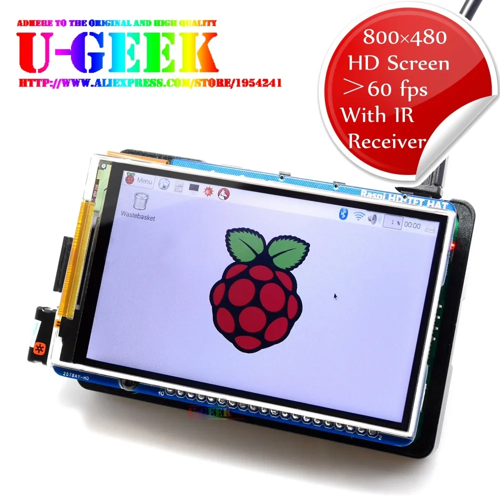 UGEEK Raspberry Pi 3,5 дюймов 800*480 60fps TFT экран | HD HighSpeed ЖК дисплей модуль 3,5 ''дисплей для 3B + 2B B + Zero Поддержка ИК | Кали